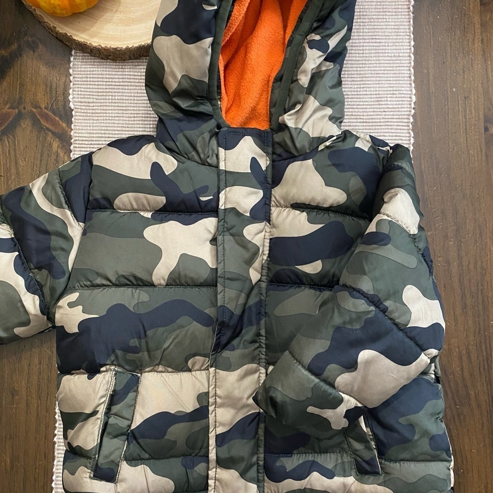 Camo Orange Healthtex Puffer Fleece Lined Winter Jacket 12 Month